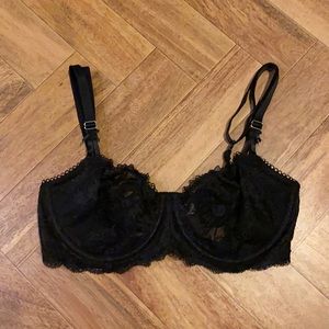 VS unlined push up demi bra- black lace